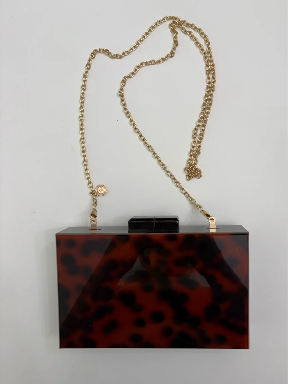 Lisi Lerch Tortoiseshell Acrylic Box Clutch Bag